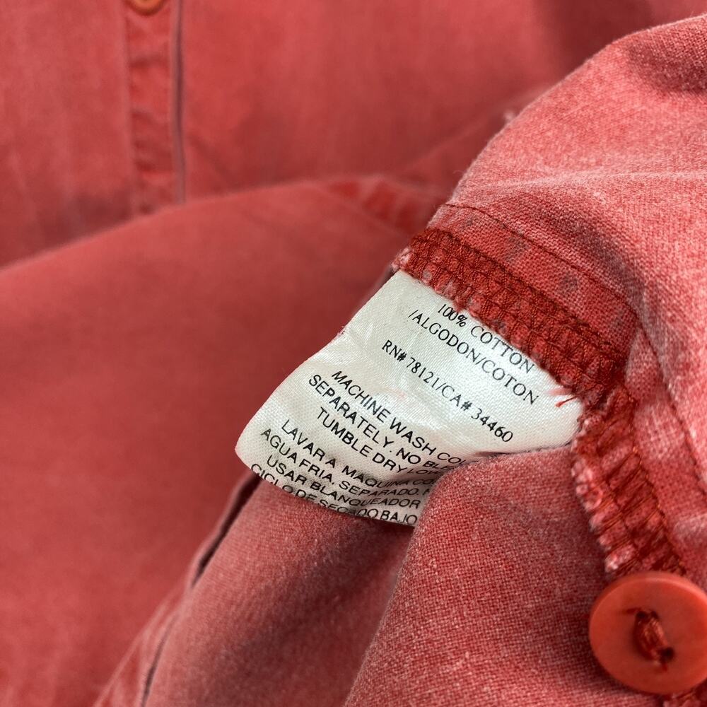 EILEEN FISHER Jacket M Cotton Canvas Mandarin Button Up Boxy Washed Red USA VTG - Picture 9 of 13